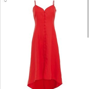 Red Linen Midi Dress